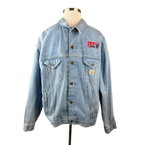 Carhartt Denim Jean Jacket Logo IBEW International Brotherhood Electrical Worker - Picture 2 of 13